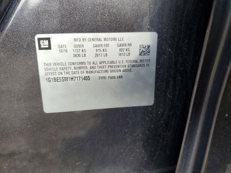 2017 Chevrolet Cruze მანქანა იყიდება აუქციონზე, vin: 1G1BE5SM1H7171455, აუქციონის ნომერი: 52531356