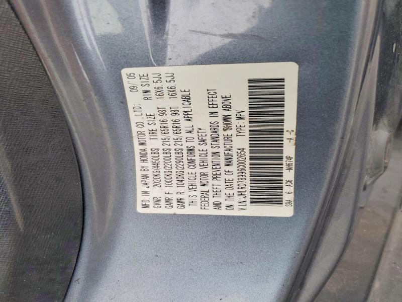 Aukcja sprzedaży 2006 Honda Cr-v, vin: JHLRD78996C002654, numer aukcji: 51913156
