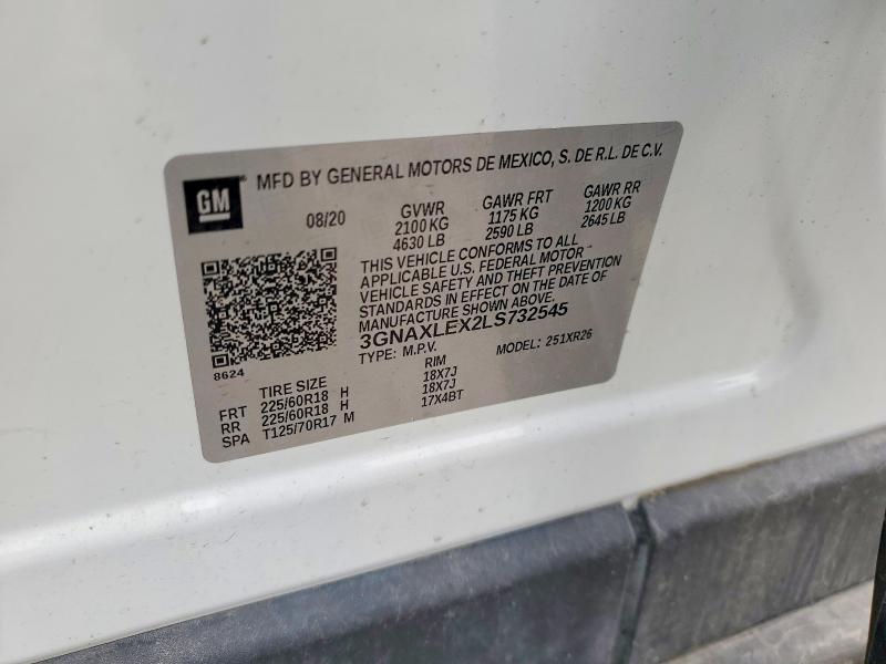 2020 Chevrolet Equinox მანქანა იყიდება აუქციონზე, vin: 3GNAXLEX2LS732545, აუქციონის ნომერი: 52466726