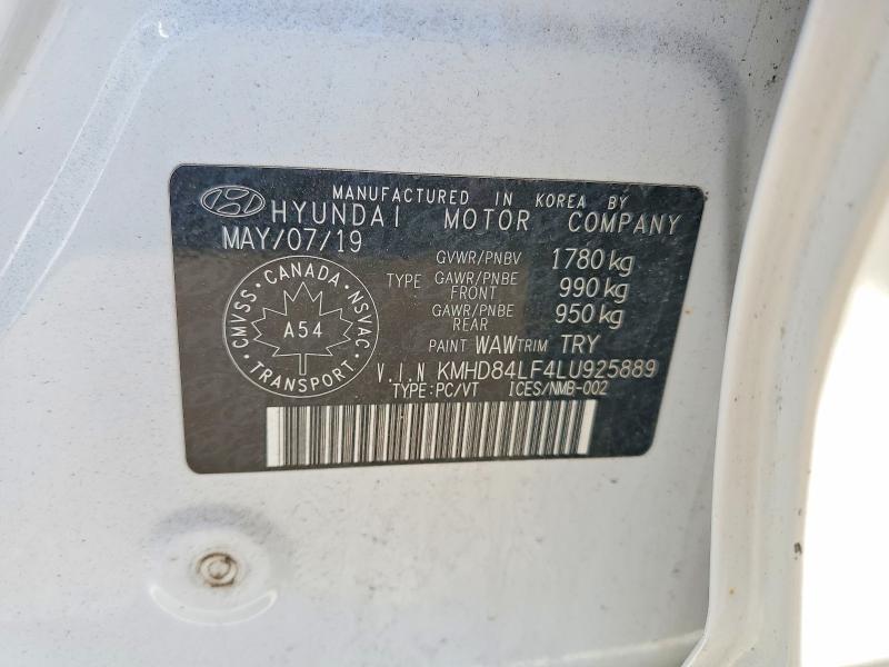 Aukcja sprzedaży 2020 Hyundai Elantra, vin: KMHD84LF4LU925889, numer aukcji: 54990656