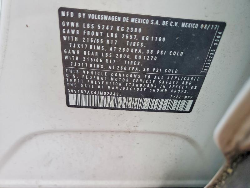 Aukcja sprzedaży 2018 Volkswagen Tiguan, vin: 3VV1B7AX4JM028435, numer aukcji: 53765466