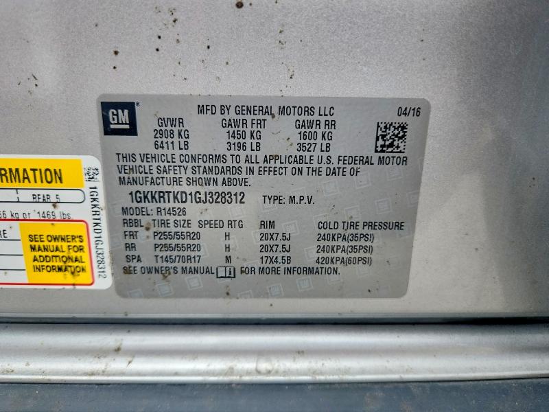 2016 Gmc Acadia მანქანა იყიდება აუქციონზე, vin: 1GKKRTKD1GJ328312, აუქციონის ნომერი: 55338436