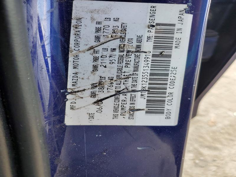 2005 Mazda 3 მანქანა იყიდება აუქციონზე, vin: JM1BK123551349916, აუქციონის ნომერი: 53037346