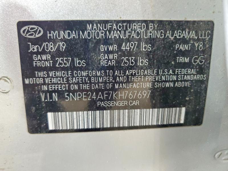 Aukcja sprzedaży 2019 Hyundai Sonata, vin: 5NPE24AF7KH767697, numer aukcji: 53932306