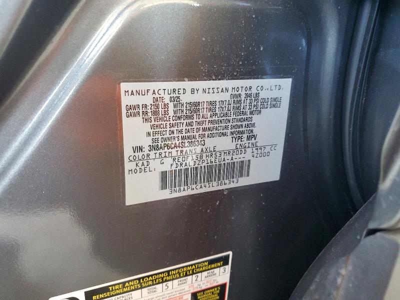 Aukcja sprzedaży 2025 Nissan Kicks, vin: 3N8AP6CA4SL386343, numer aukcji: 54764066