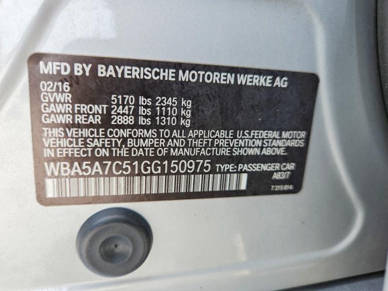 Продаж на аукціоні авто 2016 Bmw 528, vin: WBA5A7C51GG150975, номер лоту: 55532926