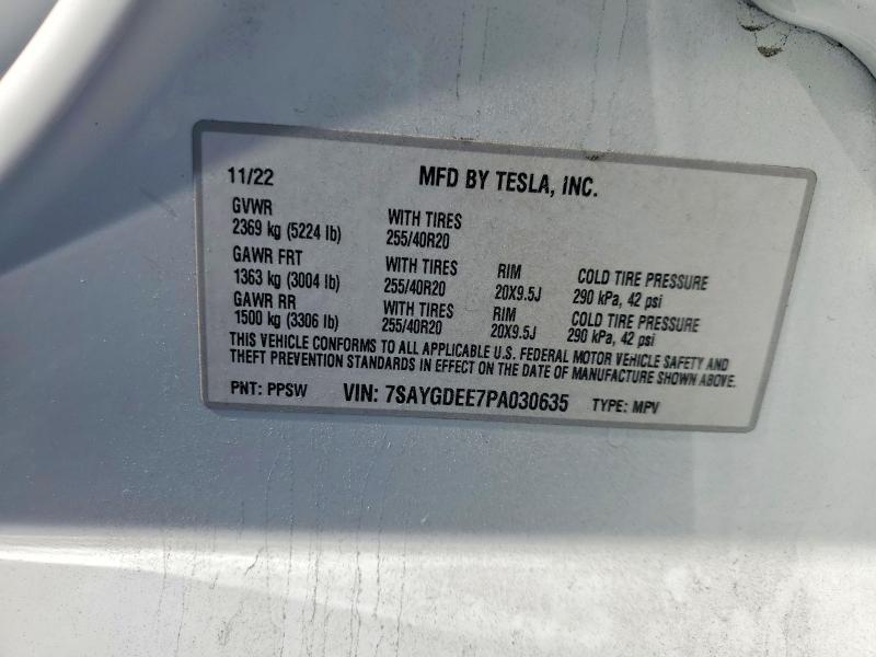2023 Tesla Model Y მანქანა იყიდება აუქციონზე, vin: 7SAYGDEE7PA030635, აუქციონის ნომერი: 52909996