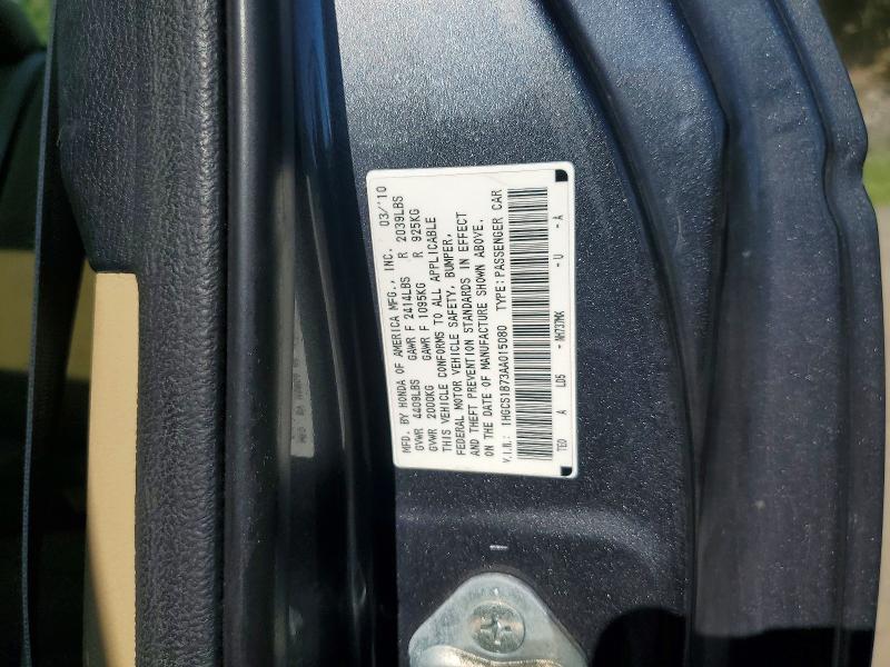 Aukcja sprzedaży 2010 Honda Accord, vin: 1HGCS1B73AA015080, numer aukcji: 54308576