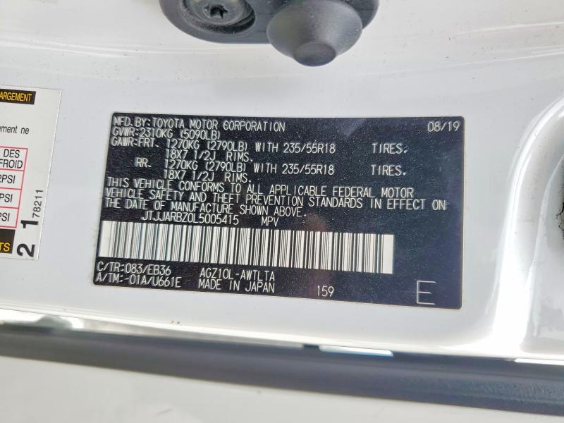 Продаж на аукціоні авто 2020 Lexus Nx, vin: JTJJARBZ0L5005415, номер лоту: 52846646
