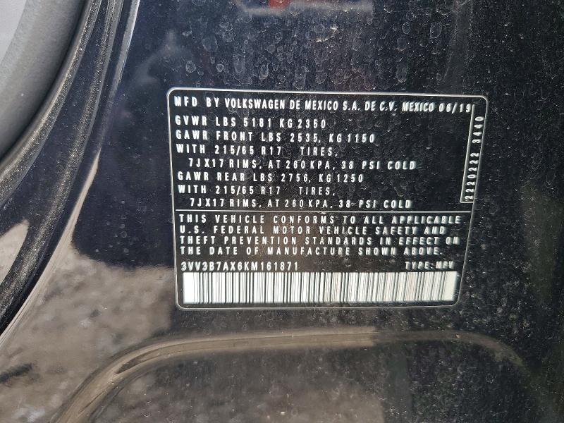53177606 :رقم المزاد ، 3VV3B7AX6KM161871 vin ، 2019 Volkswagen Tiguan مزاد بيع