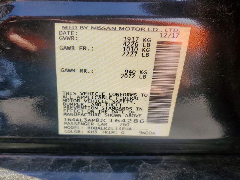 Продаж на аукціоні авто 2018 Niss Altima, vin: 1N4AL3AP8JC164286, номер лоту: 52485486