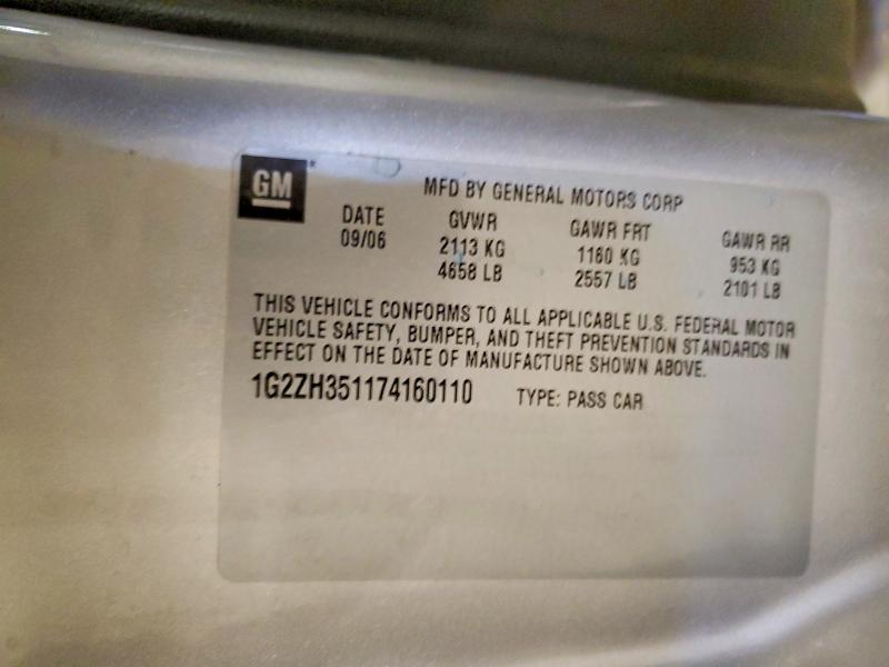 55197316 :رقم المزاد ، 1G2ZH351174160110 vin ، 2007 Pontiac G6 مزاد بيع
