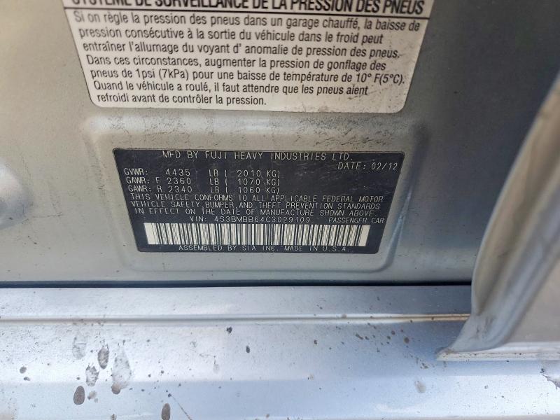 2012 Subaru Legacy მანქანა იყიდება აუქციონზე, vin: 4S3BMBB64C3029109, აუქციონის ნომერი: 54158826