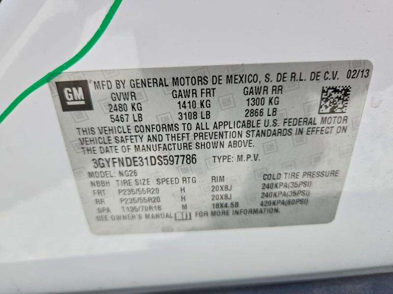 2013 Cadillac Srx მანქანა იყიდება აუქციონზე, vin: 3GYFNDE31DS597786, აუქციონის ნომერი: 55269246