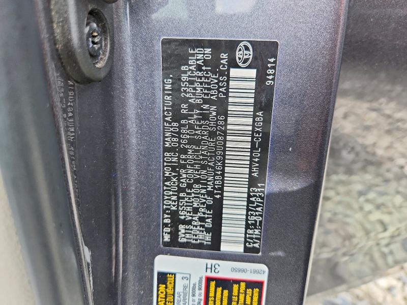 55314736 :رقم المزاد ، 4T1BB46K99U087286 vin ، 2009 Toyota Camry مزاد بيع