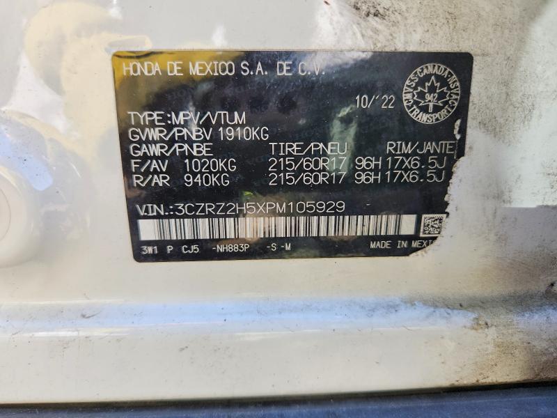 53563656 :رقم المزاد ، 3CZRZ2H5XPM105929 vin ، 2023 Honda Hr-v مزاد بيع