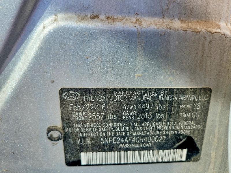 2016 Hyundai Sonata მანქანა იყიდება აუქციონზე, vin: 5NPE24AF4GH400022, აუქციონის ნომერი: 53257696