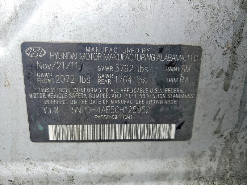 Продаж на аукціоні авто 2012 Hyundai Elantra, vin: 5NPDH4AE5CH125952, номер лоту: 55459466