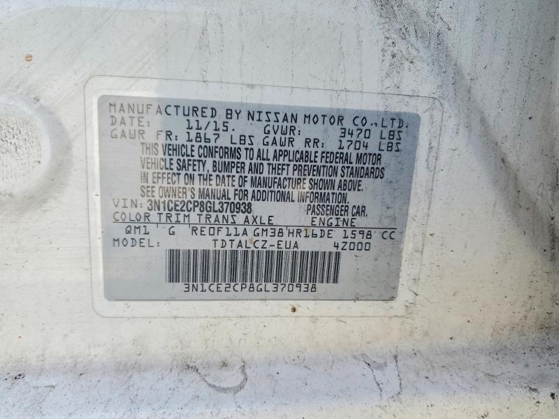 Продаж на аукціоні авто 2016 Nissan Versa Note, vin: 3N1CE2CP8GL370938, номер лоту: 54129126