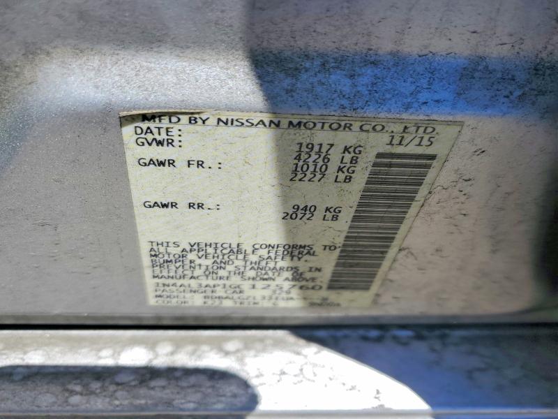 Продажа на аукционе авто 2016 Nissan Altima, vin: 1N4AL3AP1GC125760, номер лота: 52950546