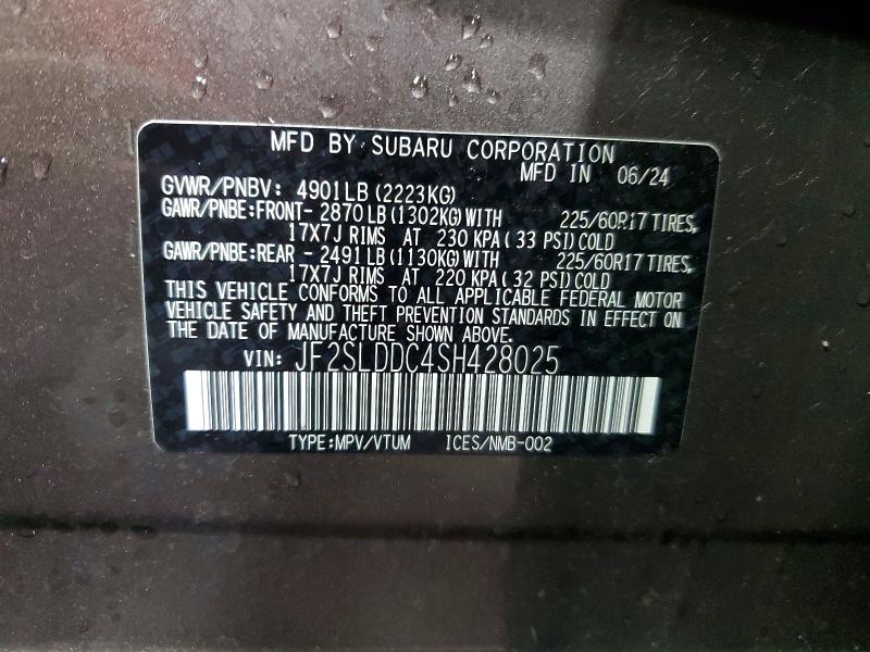 55340026 :رقم المزاد ، JF2SLDDC4SH428025 vin ، 2025 Subaru Forester مزاد بيع