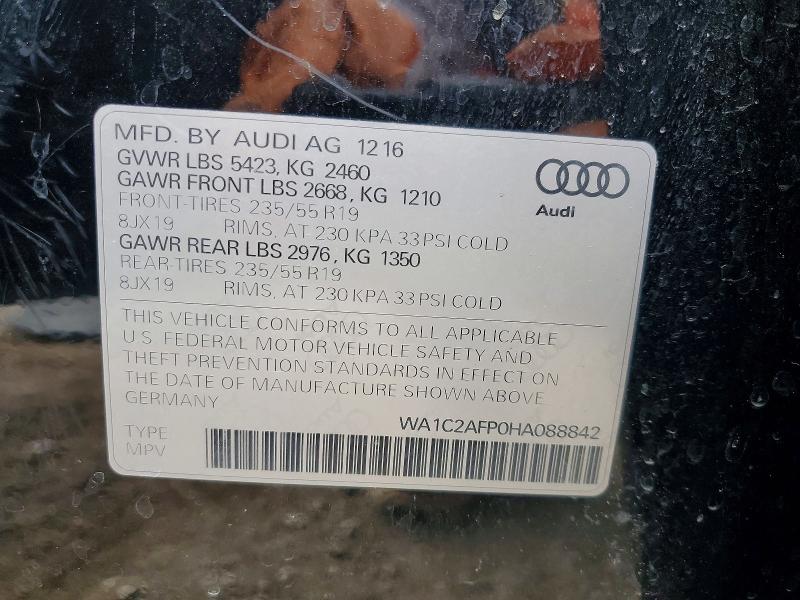 Aukcja sprzedaży 2017 Audi Q5, vin: WA1C2AFP0HA088842, numer aukcji: 51537926