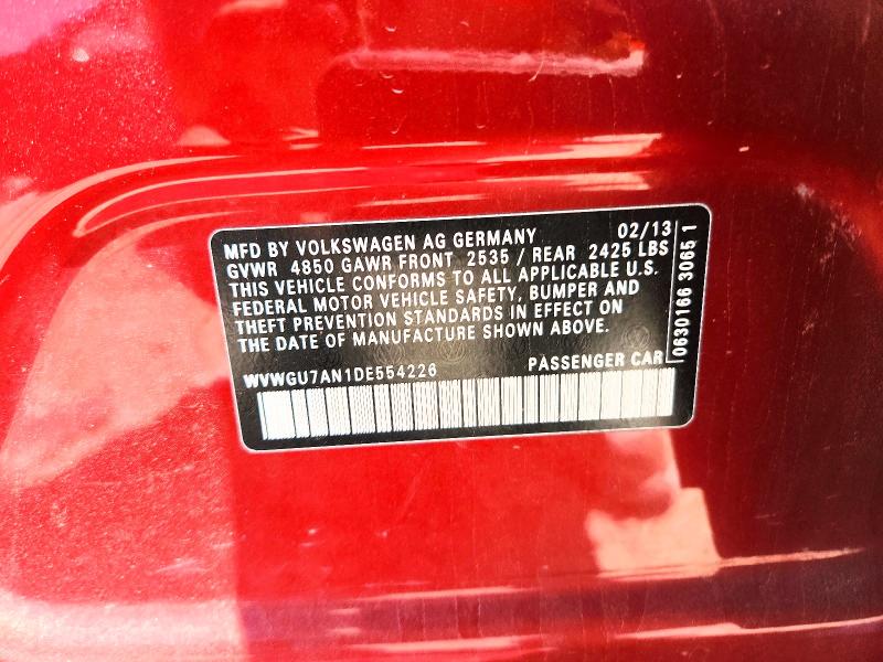 2013 Volkswagen Cc მანქანა იყიდება აუქციონზე, vin: WVWGU7AN1DE554226, აუქციონის ნომერი: 53707026