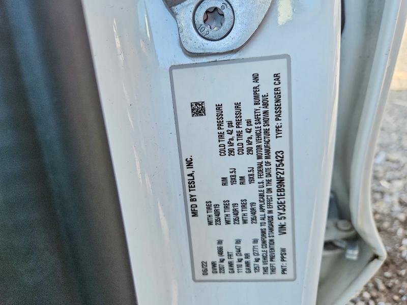 Продажа на аукционе авто 2022 Tesla Model 3, vin: 5YJ3E1EB9NF275423, номер лота: 53517456
