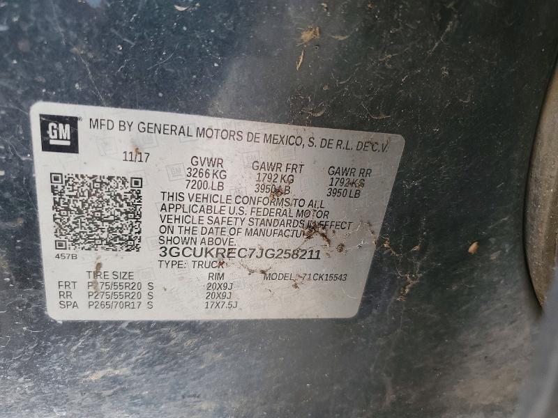 51423716 :رقم المزاد ، 3GCUKREC7JG258211 vin ، 2018 Chevrolet Silverado مزاد بيع