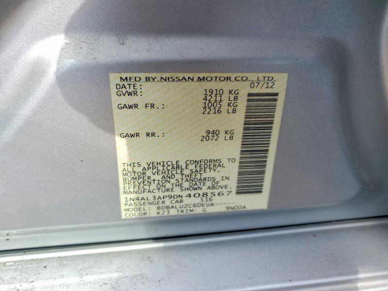 Aukcja sprzedaży 2013 Nissan Altima, vin: 1N4AL3AP9DN408567, numer aukcji: 53261566