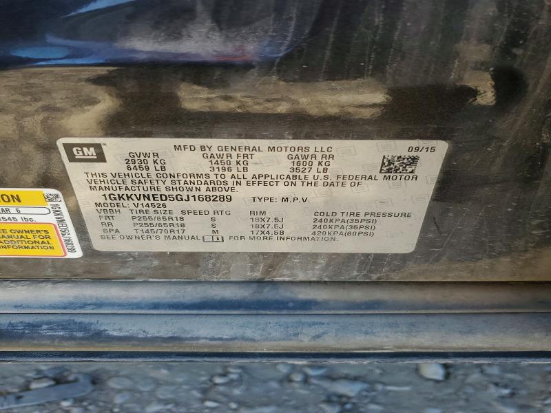 Aukcja sprzedaży 2016 Gmc Acadia, vin: 1GKKVNED5GJ168289, numer aukcji: 53260386