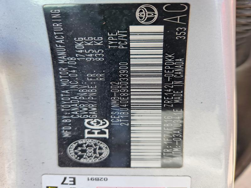 52147436 :رقم المزاد ، 2T1BU40E89C033900 vin ، 2009 Toyota Corolla مزاد بيع