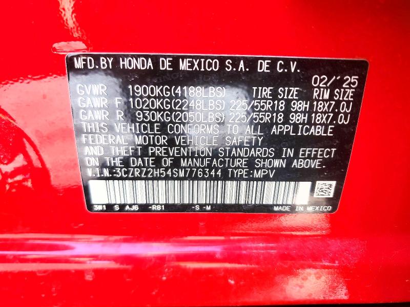 Продажа на аукционе авто 2025 Honda Hr-v, vin: 3CZRZ2H54SM776344, номер лота: 52718556