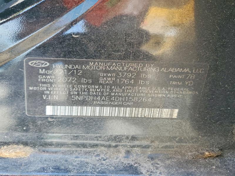 55383166 :رقم المزاد ، 5NPDH4AE4DH158264 vin ، 2013 Hyundai Elantra مزاد بيع