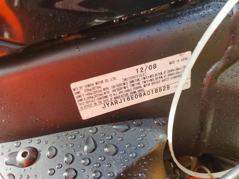 53928006 :رقم المزاد ، JYARJ16E09A018529 vin ، 2009 Yama Yzfr6 مزاد بيع