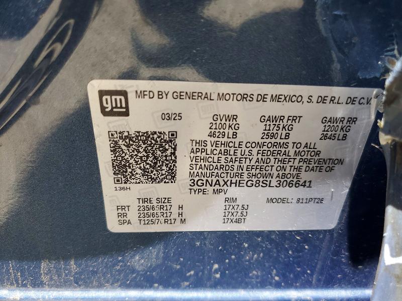 54212316 :رقم المزاد ، 3GNAXHEG8SL306641 vin ، 2025 Chevrolet Equinox مزاد بيع