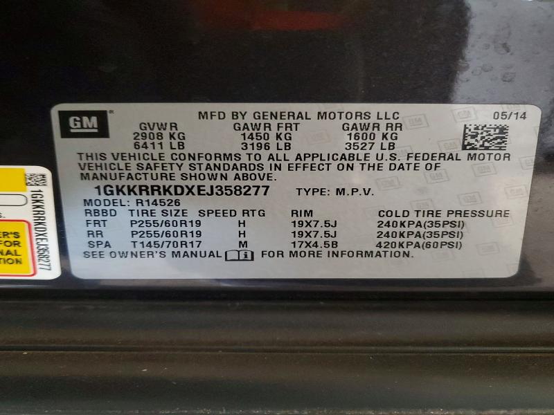 Aukcja sprzedaży 2014 Gmc Acadia, vin: 1GKKRRKDXEJ358277, numer aukcji: 54552806