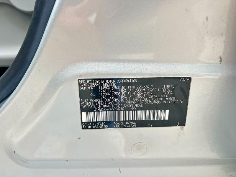 Auction sale of the 2006 Toyota Rav4, vin: JTMBD33V665024210, lot number: 54675196