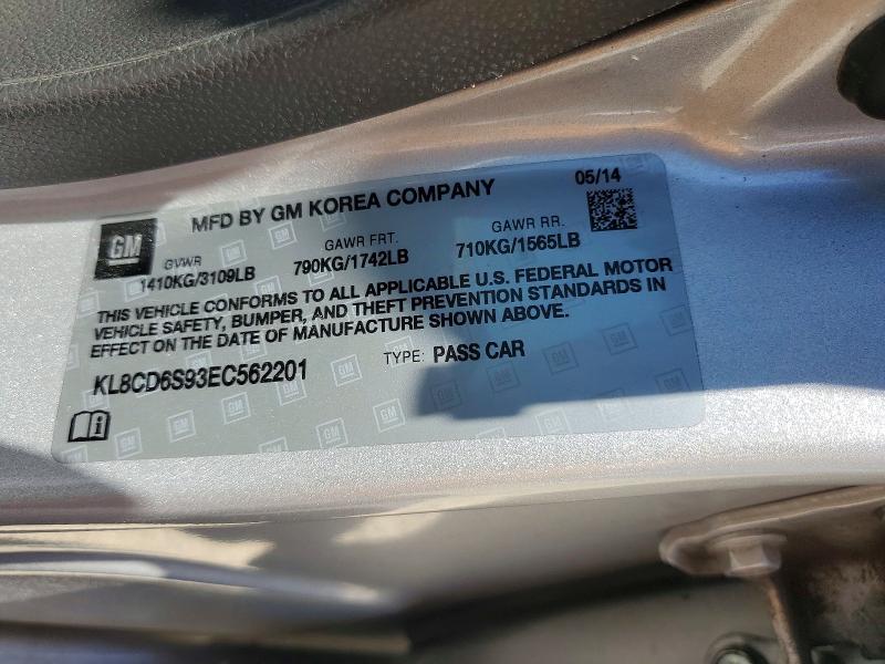 Продажа на аукционе авто 2014 Chevrolet Spark, vin: KL8CD6S93EC562201, номер лота: 55102016