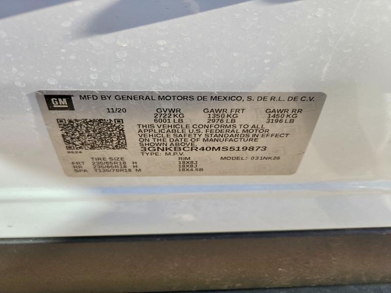 53550376 :رقم المزاد ، 3GNKBCR40MS519873 vin ، 2021 Chevrolet Blazer مزاد بيع