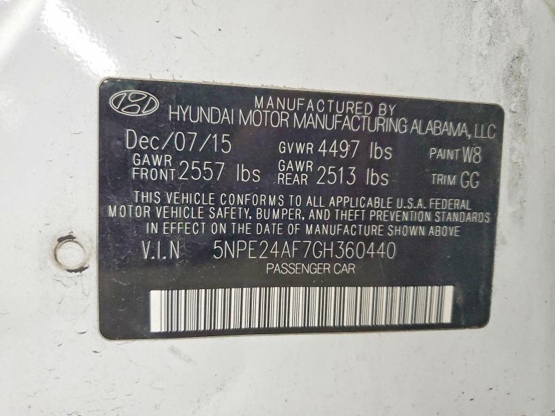 Auction sale of the 2016 Hyundai Sonata, vin: 5NPE24AF7GH360440, lot number: 54422476