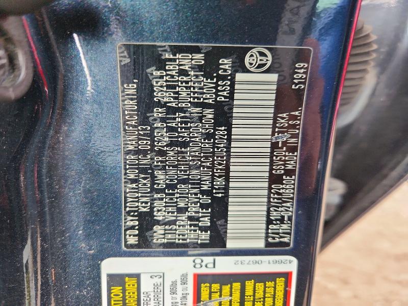 53962266 :رقم المزاد ، 4T1BK1FK2EU540284 vin ، 2014 Toyota Camry مزاد بيع