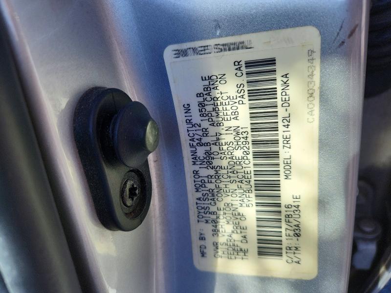 Aukcja sprzedaży 2012 Toyota Corolla, vin: 5YFBU4EE1CP029431, numer aukcji: 52141726