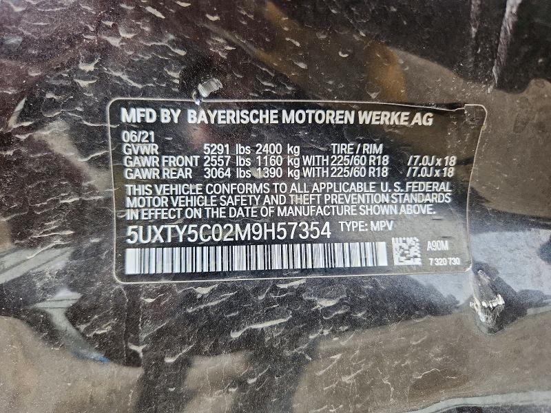 2021 Bmw X3 მანქანა იყიდება აუქციონზე, vin: 5UXTY5C02M9H57354, აუქციონის ნომერი: 55043896