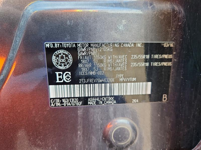 2016 Toyota Rav4 მანქანა იყიდება აუქციონზე, vin: 2T3JFREV7GW463268, აუქციონის ნომერი: 53273426