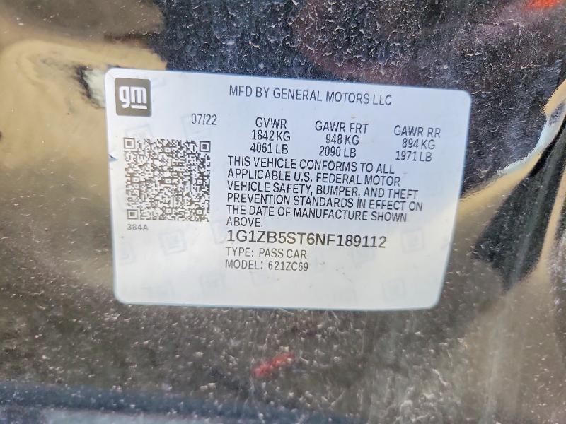 Aukcja sprzedaży 2022 Chevrolet Malibu, vin: 1G1ZB5ST6NF189112, numer aukcji: 54256576