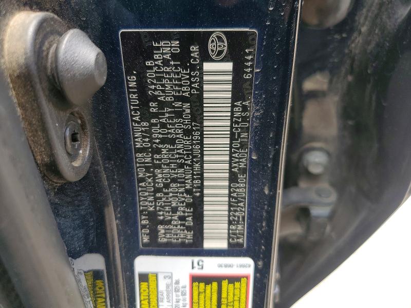 Aukcja sprzedaży 2018 Toyota Camry, vin: 4T1B11HK1JU619617, numer aukcji: 54129376