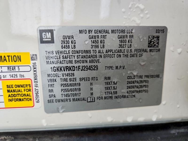 Продаж на аукціоні авто 2015 Gmc Acadia, vin: 1GKKVRKD1FJ294529, номер лоту: 52372126