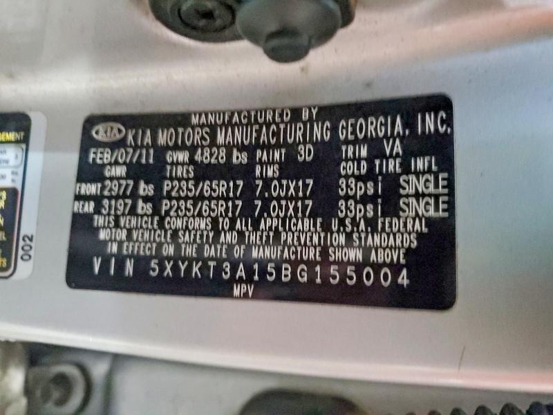 Aukcja sprzedaży 2011 Kia Sorento, vin: 5XYKT3A15BG155004, numer aukcji: 53733186