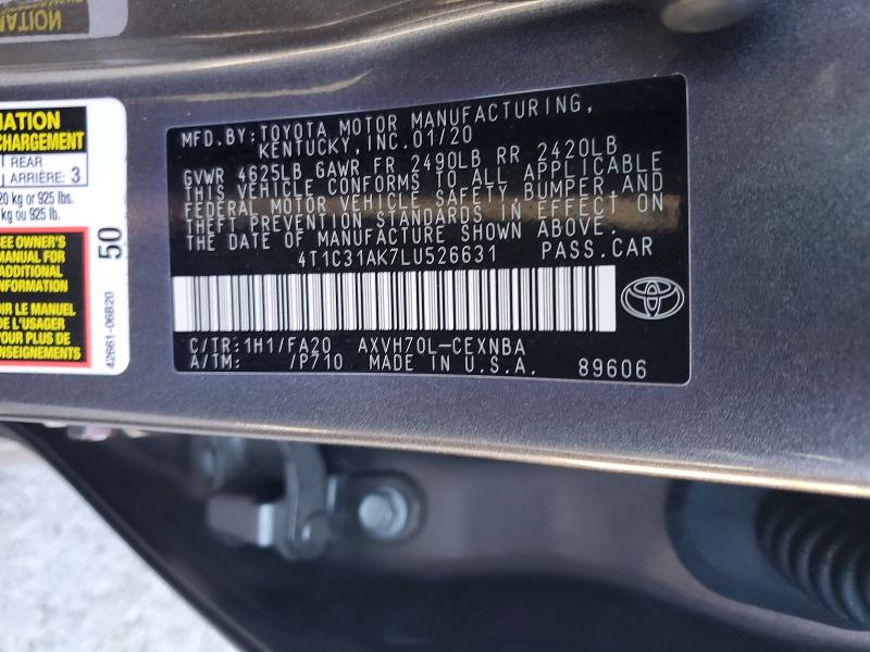 Продаж на аукціоні авто 2020 Toyota Camry, vin: 4T1C31AK7LU526631, номер лоту: 52685916